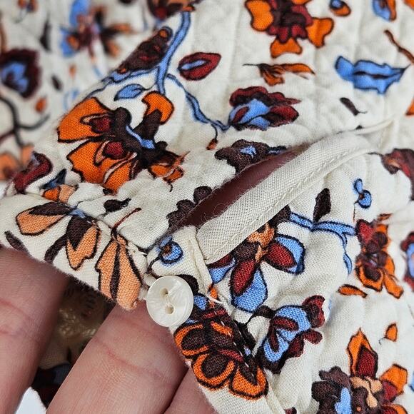 Zara Ecru Floral Print Long Puff Sleeves Top Blouse Size L Large Boho Casual - Picture 5 of 10